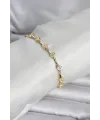 Pirinç Gold Renk Damla Model Zirkon Taşlı Kadın Bileklik