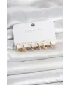 Pirinç Gold Renk Halka Kadın Küpe Seti