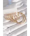 Pirinç Gold Renk Halka Model Kadın Küpe Seti