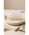 Pirinç Gold Renk İnce Oval Küpe Seti