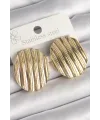 Pirinç Gold Renk İşlemeli Daire Plaka Model Kadın Küpe