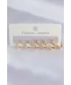 Pirinç Gold Renk Kalp Model Küpe Seti