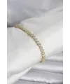 Pirinç Gold Renk Kalp Model Sıralı Zirkon Taşlı Kadın Bileklik