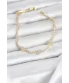 Pirinç Gold Renk Kalp Model Zirkon Taşlı Su Yolu Kadın Bileklik