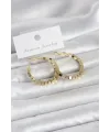 Pirinç Gold Renk Kare Halka Model Kadın Küpe
