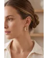 Pirinç Gold Renk Kare Küpe