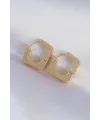 Pirinç Gold Renk Kare Küpe