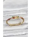 Pirinç Gold Renk Karışık Renk Zirkon Taşlı Kadın Bileklik