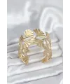 ietaks™ Pirinç Gold Renk Levha Yelpaze Model Kadın Bileklik