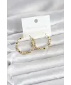 Pirinç Gold Renk Minimal Kare Halka Kadın Küpe