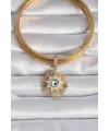 ietaks™ Pirinç Gold Renk Nazar Boncuklu Saçaklı Yıldız Figür Ajda Charm