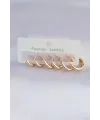 Pirinç Gold Renk Oval Küpe Seti
