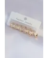 Pirinç Gold Renk Oval Küpe Seti