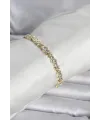 Pirinç Gold Renk Petek Model Zirkon Taşlı Kadın Bileklik