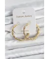 Pirinç Gold Renk Tırtıklı Halka Model Kadın Küpe
