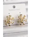 Pirinç Gold Renk Virüs Figür Model Kadın Küpe