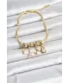 Pirinç Gold Renk Yaz Konseptli Charmlı Kadın Bileklik