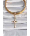 ietaks™ Pirinç Gold Renk Zirkon Taş Detaylı Elif Model Anka Kuşu Figür Ajda Charm