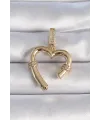 ietaks™ Pirinç Gold Renk Zirkon Taş Detaylı Kalp Figür Ajda Charm
