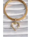 ietaks™ Pirinç Gold Renk Zirkon Taş Detaylı Kalp Figür Ajda Charm