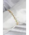 Pirinç Gold Renk Zirkon Taşlı Ay ve Yıldız Model Kadın Bileklik