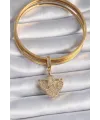 Pirinç Gold Renk Zirkon Taşlı Çapa Model Ajda Charm