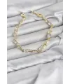 Pirinç Gold Renk Zirkon Taşlı Çiçek Model Kadın Bileklik