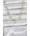ietaks™ Pirinç Gold Renk Zirkon Taşlı Çiçek Model Kadın Kolye