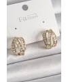 Pirinç Gold Renk Zirkon Taşlı Düğüm Halka Model Kadın Küpe