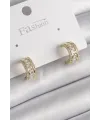 Pirinç Gold Renk Zirkon Taşlı Halka Model Kadın Küpe