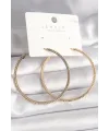 Pirinç Gold Renk Zirkon Taşlı Halka Model Kadın Küpe