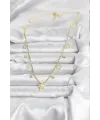 Pirinç Gold Renk Zirkon Taşlı Kutup Yıldızı Model Kadın Kolye