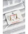 Pirinç Gold Renk Zirkon Taşlı Vintage Kadın Küpe