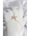 Pirinç Gold Renk Zirkon Taşlı Yıldız Model Kadın Şahmeran