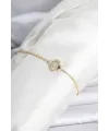 Pirinç Gold Renk Zirkon Taşlı Yonca Model Su Yolu Kadın Bileklik