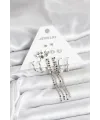 Pirinç Gümüş Renk 6 Çift Kadın Küpe
