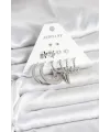 Pirinç Gümüş Renk 6 Çift Kadın Küpe Seti