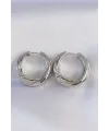 Pirinç Gümüş Renk Asimetrik Kıvrım Küpe
