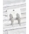 Pirinç Gümüş Renk Balık Sırtı Model Zirkon Taşlı Kadın Küpe