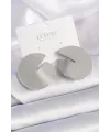 Pirinç Gümüş Renk Daire Plaka Model Kadın Küpe