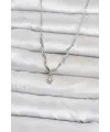 Pirinç Gümüş Renk Damla Model Kadın Kolye