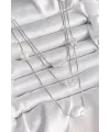 ietaks™ Pirinç Gümüş Renk Ezme İnci Model Çoklu Kadın Kolye