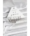 Pirinç Gümüş Renk Halka Modelli 6 Çift Kadın Küpe