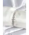 ietaks™ Pirinç Gümüş Renk Kalp Model Kadın Bileklik