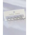 Pirinç Gümüş Renk Kalp Model Küpe Seti