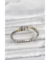 Pirinç Gümüş Renk Karışık Renk Zirkon Taşlı Kadın Bileklik