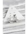 Pirinç Gümüş Renk Kelebek Detaylı Kadın Küpe Seti