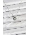 Pirinç Gümüş Renk Minimal Charmlı Kadın Kolye