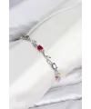 Pirinç Gümüş Renk Mix Renk Zirkon Taşlı Çiçek Model Kadın Bileklik
