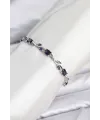 Pirinç Gümüş Renk Mor Zirkon Taşlı Çiçek Model Kadın Bileklik